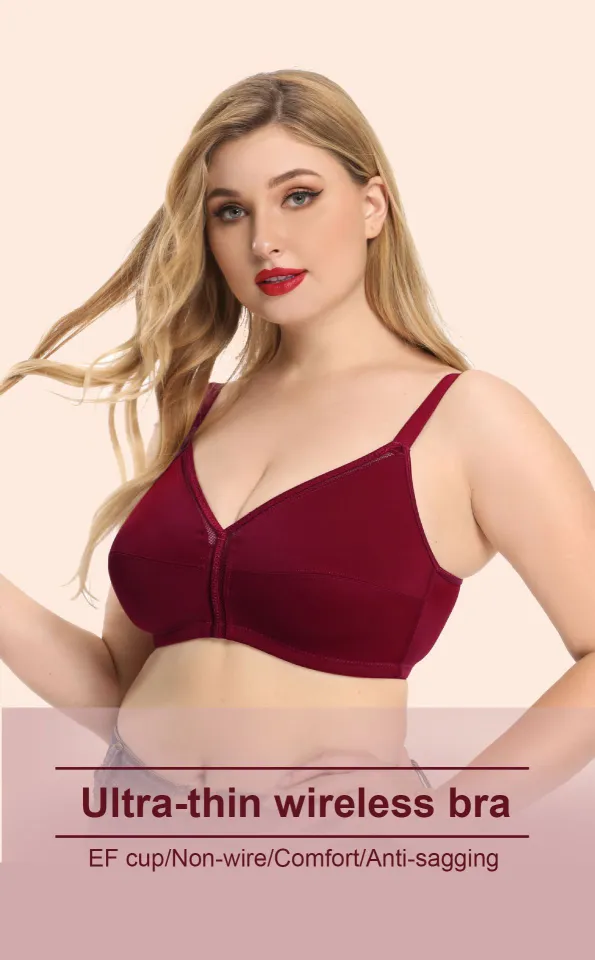 Sexy Lace Big Boobs Bcdef Cup Wireless Plus Size para mulher Sutiã