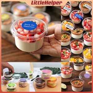 50Pcs Dessert Cup With Lid 5oz Transparent Plastic Dessert Cups For Ice Cream Pudding Mousse Cake