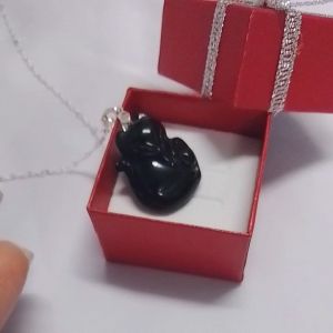 Mặt dây chuyền hồ ly định duyên đá thạch anh đen máy mắn hạnh phúc tặng kèm móc kẹp bạc 925