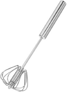 14" STAINLESS STEEL MANUAL EGG WHISKS HAND PUSH ROTARY WHISK BLENDER SEMI AUTOMATIC EGG BEATER MIXER VERSATILE MILK FROTHER HAND PUSH MIXER STIRRER FOR BLENDING WHISKING BEATING & STIRRING