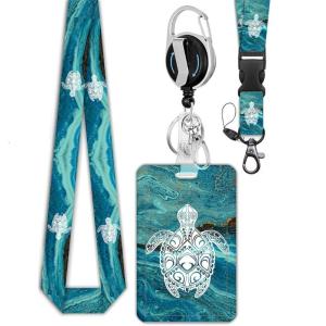 Holder with Reel Carabiner Clip Lanyard Holder Lovely Turtles Neck Strap Present for Nurse Student