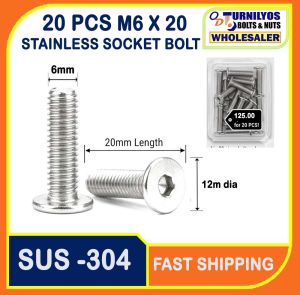 20 PCS M6X 20 STAINLESS SOCKET BOLT - SUS-304 - 12MM HEAD FAIRING BOLT PLATE BOLT