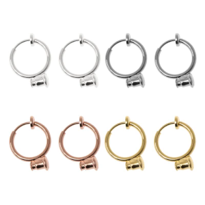 1 Pair 13mm Clip On Hoop Earrings 4 Colors Non-Pierced Earring Clips Spring Hoop Ear Rings for DIY Earring Making