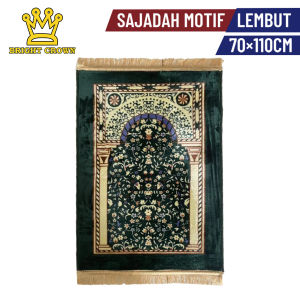 Bright Crown Sajadah Malaysia Turki Lembut Premium Ukuran 70x110cm Tebal Anti Slip Design Rumbai