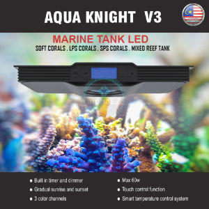 AQUA KNIGHT V3 LED 60W Aquarium Reef LED Light With Stand 3 Channel Timer Dimmer Blue Violet White Grow Coral SPS LPS