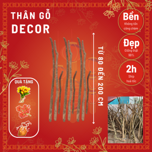 Thân cây giả - làm bằng gỗ - Size từ 80cm đến 200cm - Cây giả hoa lụa trang trí nhà cửa