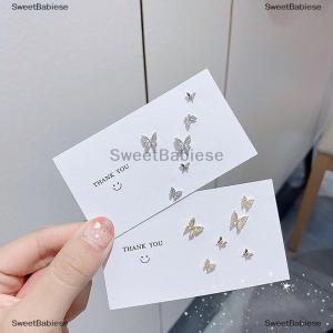 [COD] SweetBabiese 6 cái bộ đơn giản pha lê Stud Bông tai thiết lập cho phụ nữ bướm Zircon Bông Tai cô gái bên Wedding engagement trang sức phụ kiện