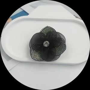 [Free Shipping] 1 Piece Of Solid Color Mesh Petal Shoe Flower With Rhinestone Embellishments Shoe Clip DIY Shoe Accessory Multi-Purpose Shoe Buckle