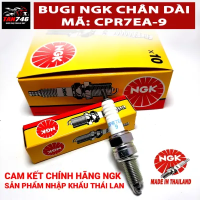Bugi NGK mã CPR7EA-9 Chân dài có trở ổn định dòng điện Cam kết sản phẩm chính hãng NGK Nhập khẩu từ Thailand.