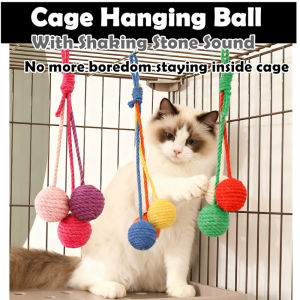 [Premium!]Japanese Style Pet Cage Sisal Rope Ball Swing Ball Pet Toy With Small Stone Sound Mainan Bola Sangkar