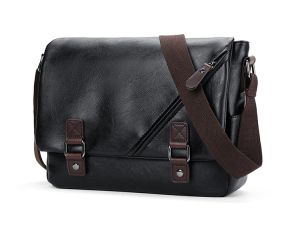 Tas Laptop Selempang Pria Kulit Import Premium Warna Hitam Waterproof Atau Tas Slempang Leptop Kulit Cowok Distro Keren Terbaru 2023 Anti Air HT A43