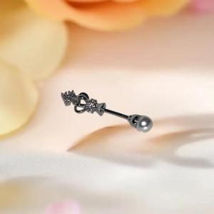 [fenggongshuode] 1pcs Vương Miện Ngọc Trai thép titan xoắn ốc tai xương móng tay thời trang Y2K Bông tai cho phụ nữ tai đồ trang sức quà tặng