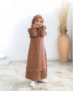 COD Alvira Dress Kids Ceruty Brokat Usia 8-9 th Gamis Anak Perempuan Fashion Terbaru 2025 Modern