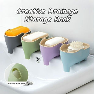 Soap Box 2-Layer Creative Elephant Bathroom Accessories Home Decorative Waterproof Soap Drain Rack