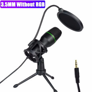 (HD1)USB 3.5mm AUX Wired Condenser Microphone for PC Laptop Computer Professional Gaming Accessories Kit Gamer Sound Live Streaming Podcast RGB Light Recording Live Broadcast Video Song Mikrofon Kondenser USB 3.5mm AUX Berwayar Untuk PC Komputer Riba Kit