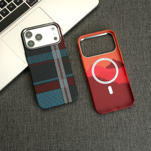 Luxury Carbon Fiber Kevlar Texture PC For Magsafe Phone Case For iPhone 17 Air 16 15 14 13 Pro Max Frosted Bumper Magnetic Cover