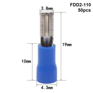 MUNCHX 50Pcs Có lớp cách nhiệt Đầu nối dây 28/48/63mm FDD/MDD1.25/2/5.5 Ngắt kết nối nhanh Nữ/Nam Thiết bị đầu cuối uốn điện