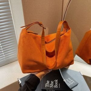 Waterproof Handbag Suede Shoulder Bag Large Capacity Fashion Hobo Bag Solid Color Korean Style Ladies Tote Bag Travel