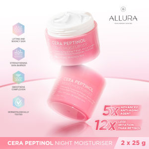 [Twin Pack] Allura Cera Peptinol Night Moisturiser Retinol Mencegah Penuaan Dini (Anti Aging) [2x25g]