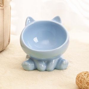 OUTOPEN Cat Ear Shape Ceramic Puppy Kitten Drinking Eating For Dogs Cats Protection Cervical Water Feeder Container Pet Feeding Bowl Pet Supplies Cat Food Bowl
