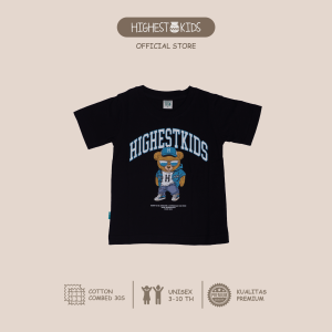 Highest Kids - Kaos Anak Cowok Cewek Motif Beruang Bahan Cotton Combed 30S Ukuran S M L XL Usia 3th 4th 5th 6th 7th 8th 9th 10th HKTS46