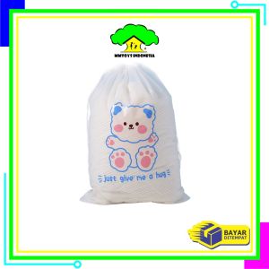 MI-C979 Travel Pouch Serut Transparan Motif Bear Tas Serut Tempat Penyimpanan Serbaguna / Pouch