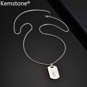 Kemstone สแตนเลส Zircon ฝังแท็กสุนัขเรขาคณิตจี้สร้อยคอแฟชั่นของผู้ชาย