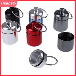 Heabety Hộp đựng thuốc mini bằng hợp kim nhôm chống nước giá đỡ chai dụng cụ chứa đồ móc khóa