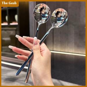 [The Gesh] Stainless Steel Spoon Korean Long Handle Tableware Thicken Stirring Ice Spoon Meal Spoon Household Dinner Spoon