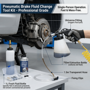 LUZMAR Pneumatic Brake Oil Replacement Tool 1L 0.75L 100 PSI Operation Air Brake Dual Oil Pot Pipe Professional Brake Fluid Injector Kit Vehicle Maintenance