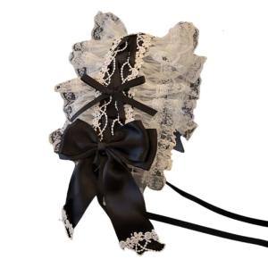 Cosplay Headdress with Delicate Lace and Ribbon Bowknot Cosplay Headband Elegant Headpiece for Sweet Maid Girls