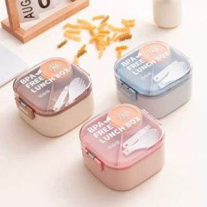 Lunch Box Susun Kotak Makan 2 Tingkat Free Alat Makan 1000ml / Kotak Bekal