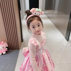 2024Sanrio My Melody สาว Lolita อะนิเมะแขนยาวชุดเจ้าหญิง Girly หวานกระโปรงฤดูใบไม้ร่วงฤดูหนาวเด็ก Clothing