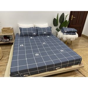 (Siêu rẻ) Ga bọc nệm drap bo chun kích thước 1m2/m6/m8/2m2 [Kẻ Râu Ghi] - nhiều mẫu khác siêu đẹp chất Poly - Ga giường bọc bảo vệ đệm