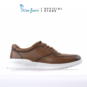 SURE FEET Men’s Slip-On Leather Casual Shoes | Brown & Blue | Smart & Comfortable Office Loafers | Genuine 100% Leather