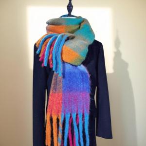 YINGRAN2 Mùa Đông Mới Dày Ấm Khăn Phụ Nữ Cashmere Khăn Choàng Largw Kết Thúc Tốt Đẹp Khăn Quàng Cổ Bufanda Nữ Cầu Vồng Lông Tessel Echarpe