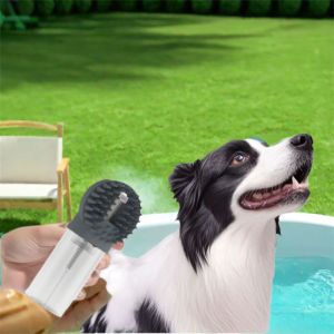 NCNC(OKDEALS01) Soft Dog Bath Brush Silicone Comfortable Grip Handle Dog Cleaning Brush Portable Built-in Shampoo Dispenser Pet Shower Massage Brush Pet Bathing