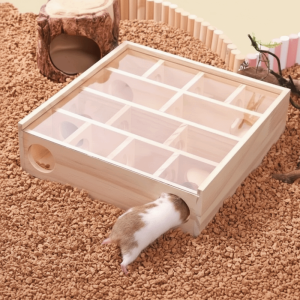 DGFDF Bite Resistant Hamster Tunnel Maze with Cover Wooden Hamster Maze Toys Funny Exploration Pet Chamber Hideouts For Hamsters Mice