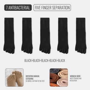 MiiOW Merino Wool Five Finger Sock Women Cold Resistant Cashmere Split Toe Stocking Thicken Heated Winter Warm Wool Long Sock