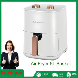 Electric Deep Fryer Stainless Steel 1000W 5L Adjustable Temperature Basket Lid View Window Fast Frying Dishwasher Safe