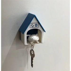 Cartoon Cute Xaobai House Key Shelf Creative Crayon Shin-chan Little White Dog Keychains and Anti Lost Hanger