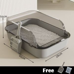 Big Space Open Cat Litter Box Cat Toilet Cat Litter Tray with Scoop Tandas Kucing Besar Bekas Pasir