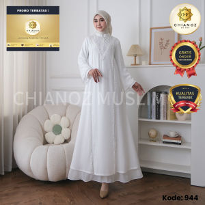 CHIANOZ Gamis Putih Mewah Layla Dress Renda Bunga Baju Lebaran Umroh Haji Manasik Pesta Akad Mewah 944 943