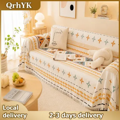 QrhYK Bohemian cotton dệt sofa Bìa mềm chống xước chống bụi dễ dàng làm sạch chiếc ghế bảo vệ cho phòng khách nhà sử dụng