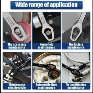 Kunci ring Inggris universal Wrench Double-head Adjustable 8-22mm Ratchet Spanner Kencangkan sekrup dengan berbagai diameter Serbaguna