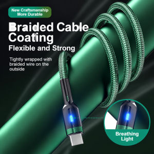 Smart Power-Off Braided Data Cable Quick Charge Data USB Charging Cord Smart Auto Power Off Nylon Cable 100W