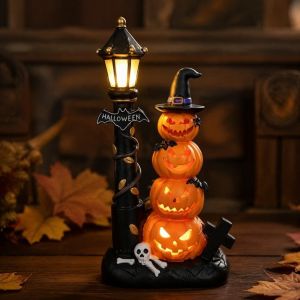 OOC Hollowed Pumpkin Lantern Hollow Design LED Light Up Pumpkin Ornament Funny Glowing LED Pumpkin Lamp Halloween