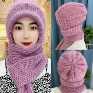 CBHH Neck Warmer Winter Integrated Cap Scarf Windproof Thickened Scarf Set Hooded Autumn Winter Soft Ear Protection Hat Cycling
