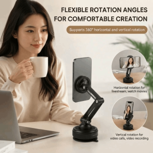 NOBLELUX Metal ic Car Phone Holder ic Foldable Vacuum Suction Phone Mount Adjustable Mobile Phone Support Car Dashboard