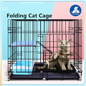 Heavy Duty Dog Cage With Wheels & Removable Poop Tray Foldable Collapsible Square Tube Thick Frame Indoor Metal Dog Crate Pet Cage For Dog Cat